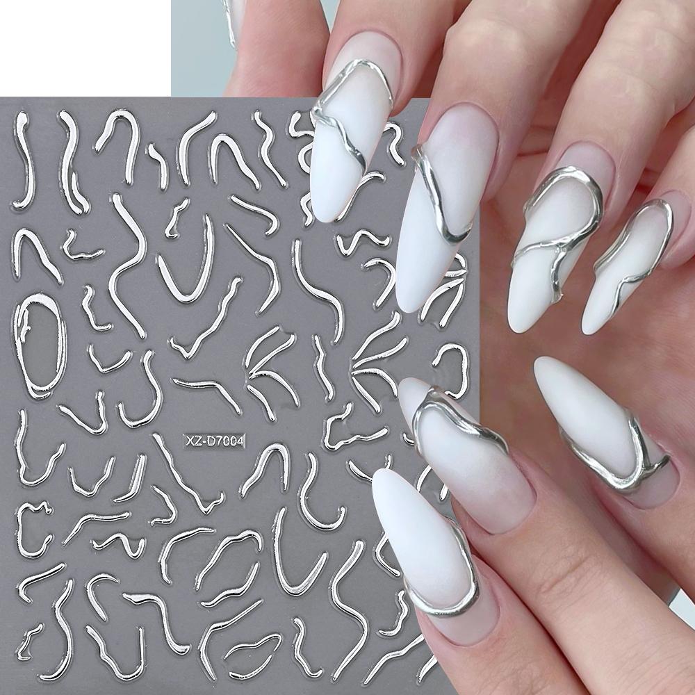1Pcs 3D Metal Silver Bowknot Nail Art Sticker Exquisite Ribbon Self-Adhesive Nails Decals Y2K Bow Slider DIY Manicure Accesories