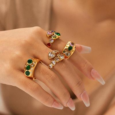 Exklusiver herzförmiger Zirkon Titanstahl offener Ring für Damen - Europäisch & Amerikanisch High-End, Nicht verblassend
