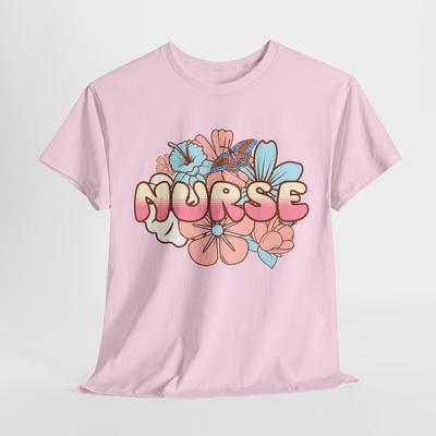 Krankenschwester Herzschlag T-Shirt | Niedliches RN Stethoskop T-Shirt | Floral-Krankenschwester