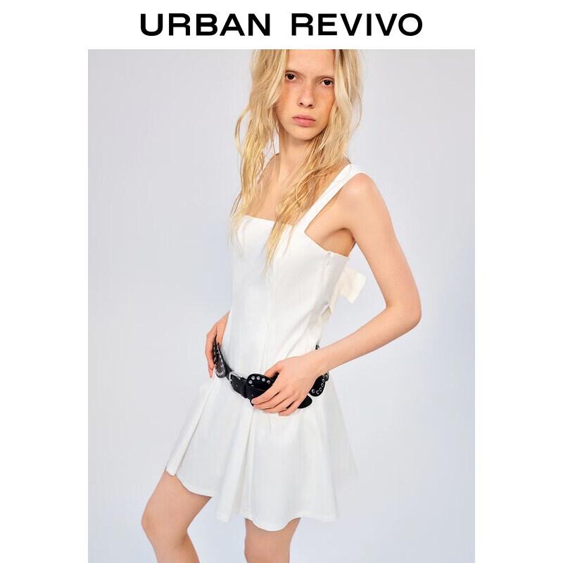 UR2026 Women s Slim Fit Pleated Mini Dress M грязно-белый