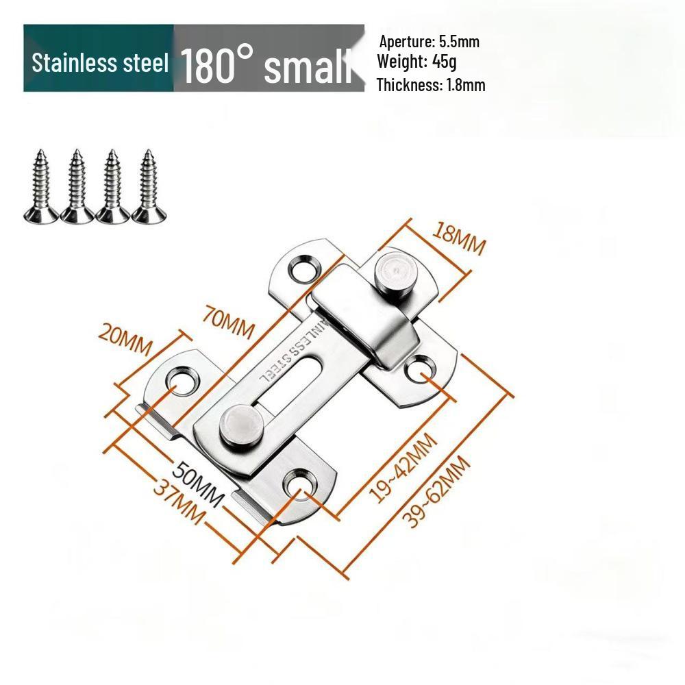 Black Stainless Steel 90° Door Latch Bolt for Home or Pet Doors