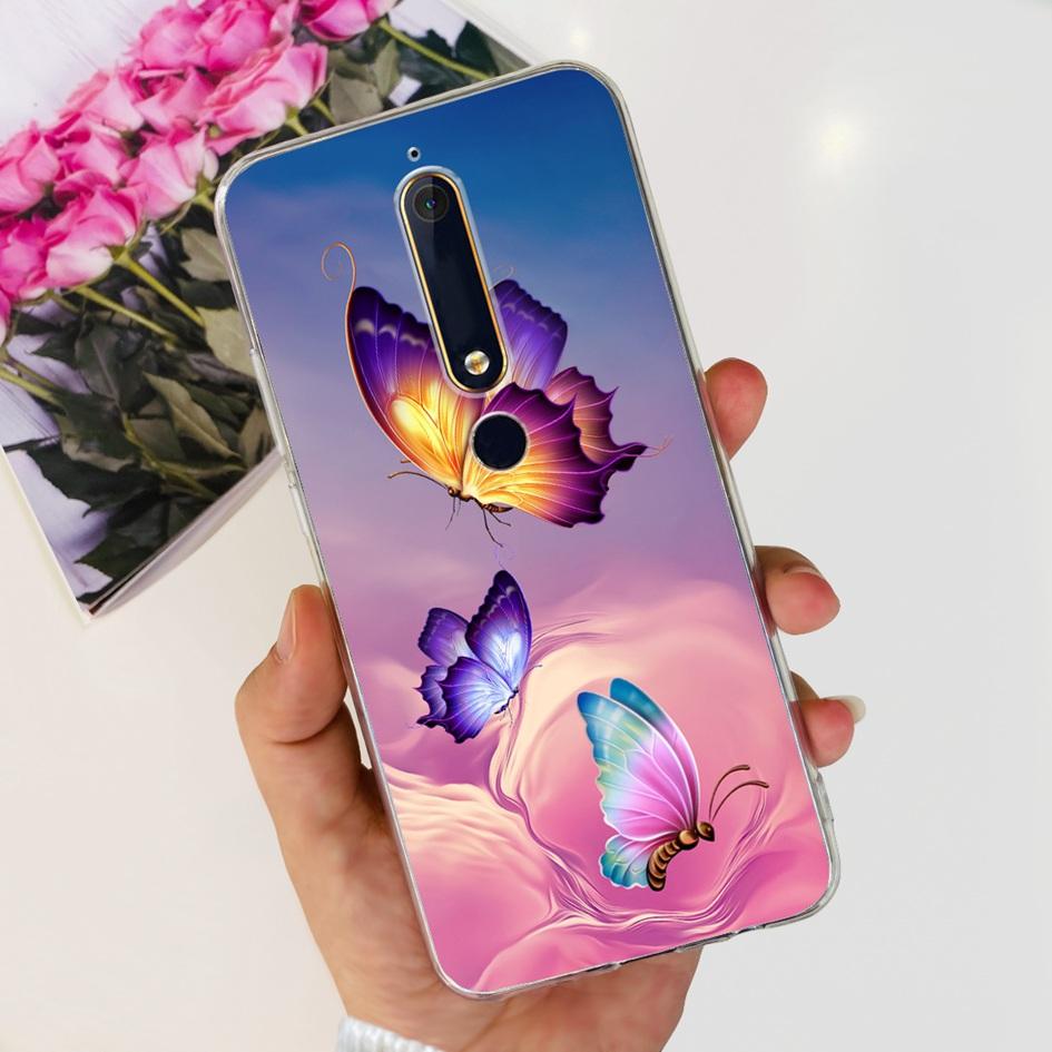 For Nokia 6 2018 Case Fashion Flower Soft Silicone Bumper For Nokia 6.1 Cover TA-1043 TA-1045 TA-1054 TA-1050 TA-1068 Phone Case