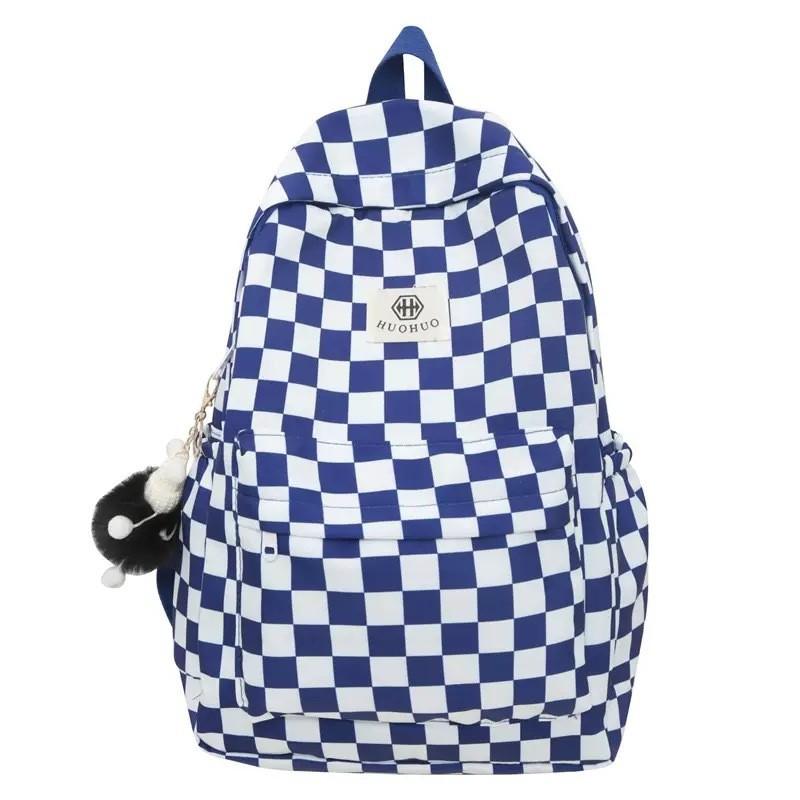 Chessboard Girls Pattern Boys Backpack Front Organizer Laptop Storage School Bag