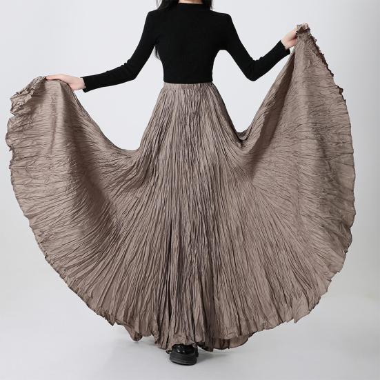 Women Skirt Skirt Elastic High Waist Maxi Pleated Dance Skirt Party
