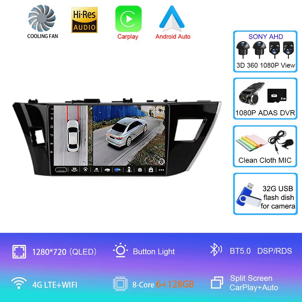 For Toyota Corolla Ralink 2013 2014 2015 2016 4G Android 14 Car Stereo Radio Multimedia Video Player Navigation GPS 2Din