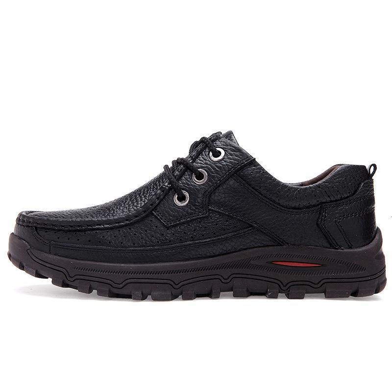 Genuine Leather Black Brown Men Flats Shoes Hand Sewing Men Oxfords