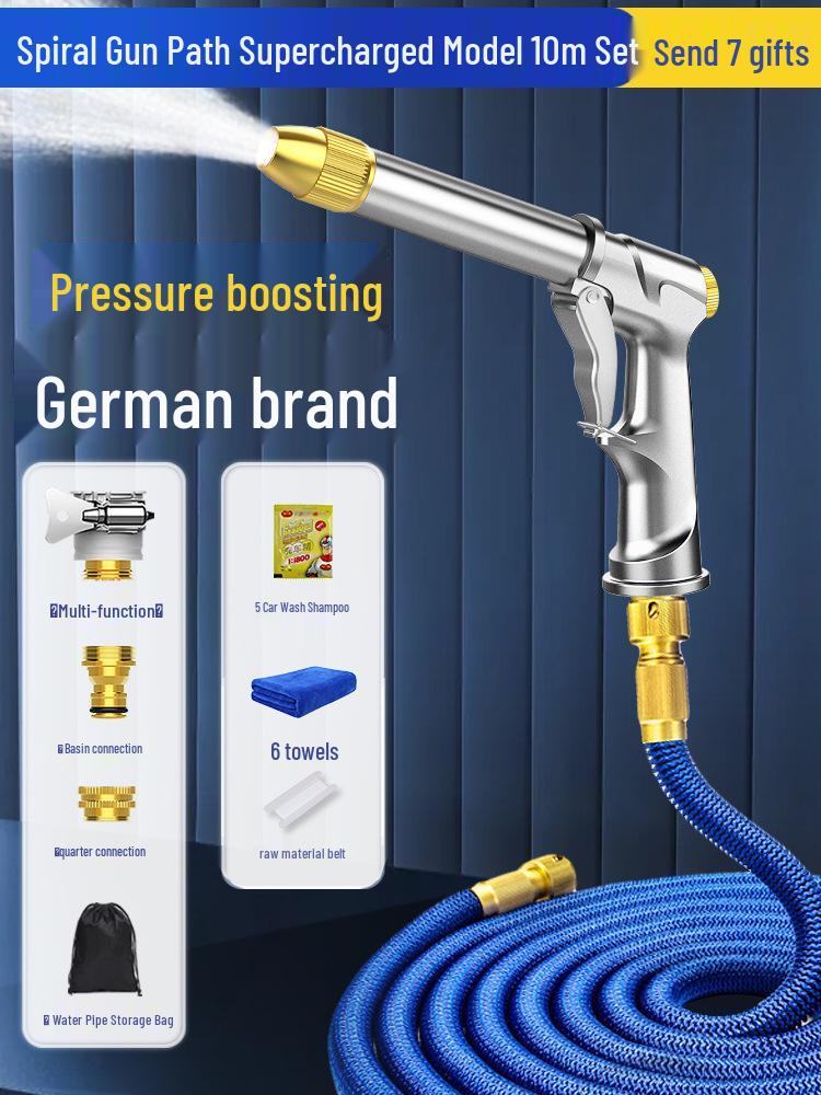 High-Pressure Car Wash Water Gun with Telescopic Hose and Powerful Nozzle for Home Use