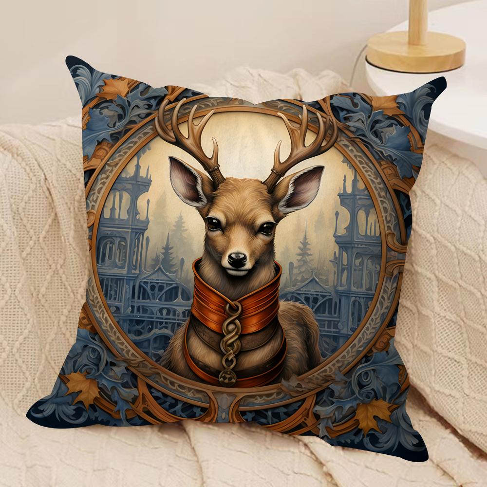 Funny Animal Vintage Portrait Cushion Cover Silky Short Plush Invisible Zipper Dustproof Sofa Pillow Case For Home Decor