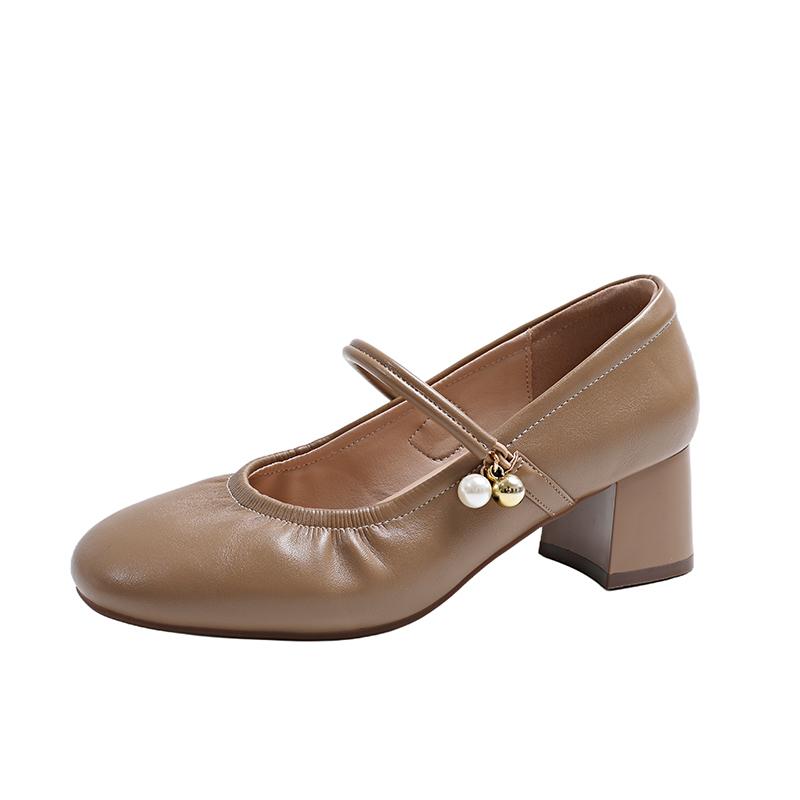 Fashion 2025 The Spring Luxury Pleated Designer Square Toe Coarse-heeled Shoes Outdoor Casual and Comfortable Women's Mary Jane Shoes