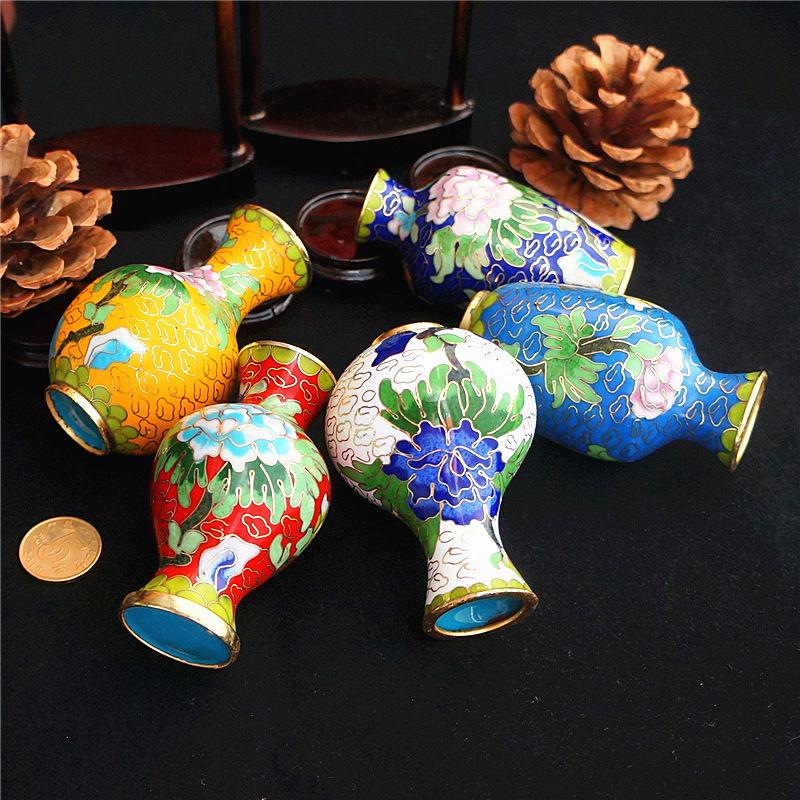 Handmade Beijing Cloisonne Vase Miniature Decor Traditional Chinese Craft Non Heritage Artwork