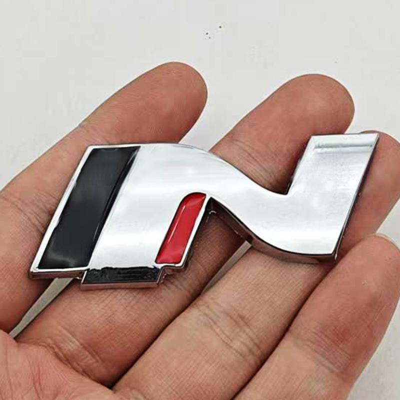 HWCB2 3D Metall Auto Styling N Logo Plakette Heckklappe Kofferraum Emblem Aufkleber Decal Für Hyundai i20 i30 Sonata Kona Elantra Tuson Zubehör