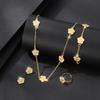 Shining Plum Blossom Plant Five Leaf Flower Plant Jewelry Set Bracelet Necklace Earrings Women's Clover
