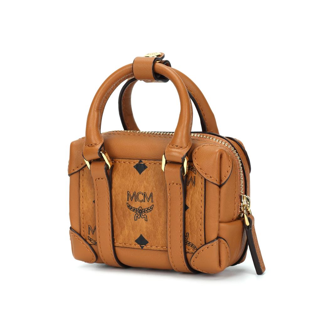 MCM Cognac Visetos Monogram Mini Crossbody Bag with Top Handle & Detachable Strap for Daily & Casual Use