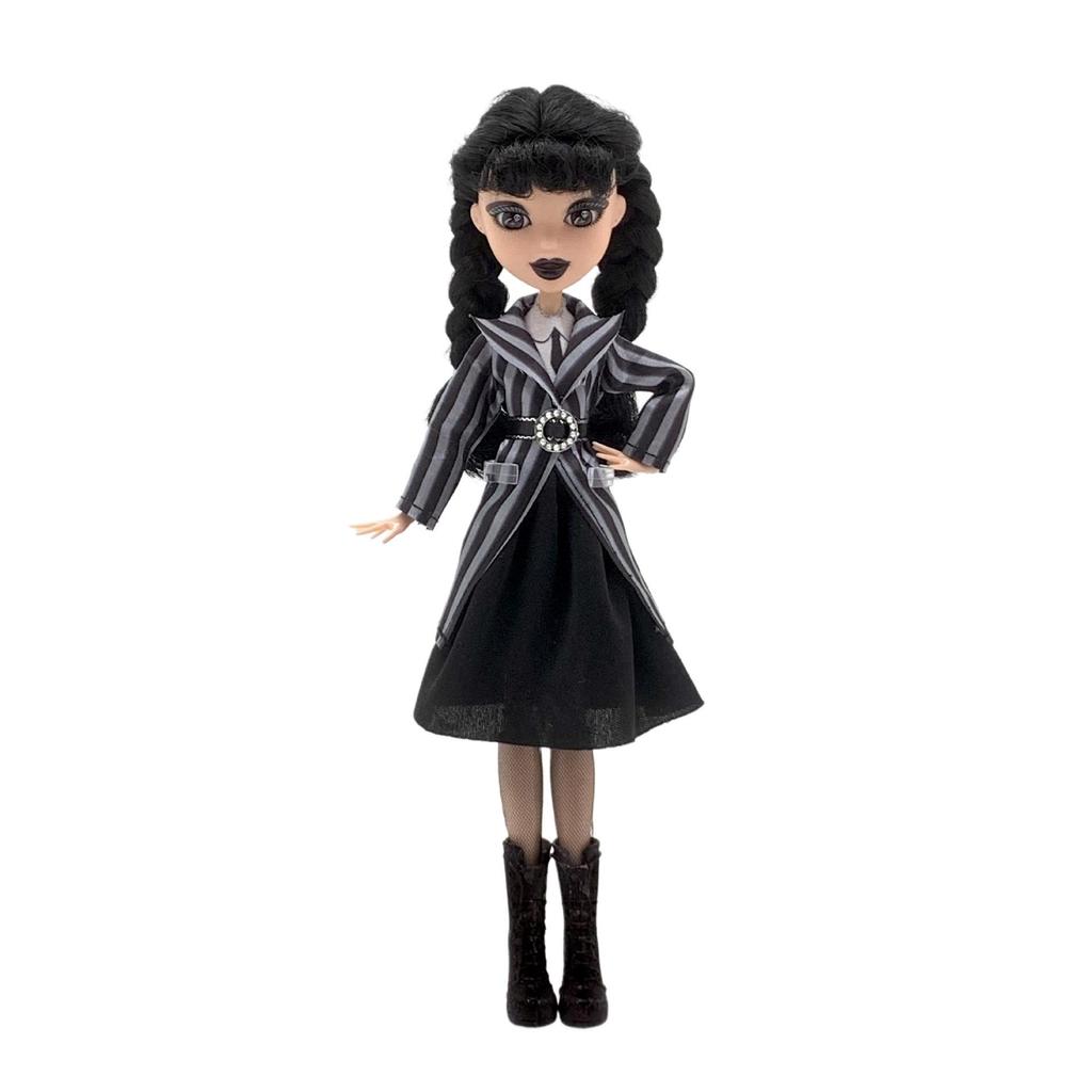 Adams Wednesday Doll in Gothic Black Formal Dress - Rave'n Figure