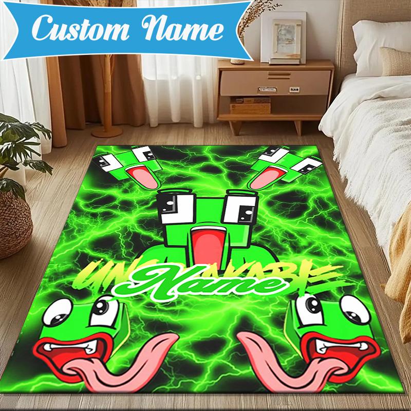 Custom Name Space Alien un-speakable Rug for Living Room, Game Rooms, Office, Bedroom, Floor Mat Playful Design, fan gifts Christmas decor