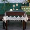 PVC No-rinse Lace Trim Tablecloth Waterproof and Oil Resistant Household Coffee Table Wear-resistant and Anti Slip Tablecloth for Dining Tables