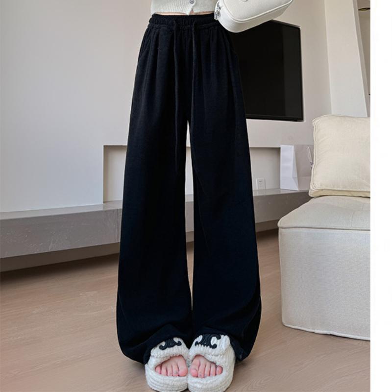 

Белые мягкие клейкие брюки-полотенца для женщин на осень и зиму с высокой посадкой, свободные, клейкие брюки из рисовой муки, повседневные брюки прямого кроя, ленивые широкие брюки XL