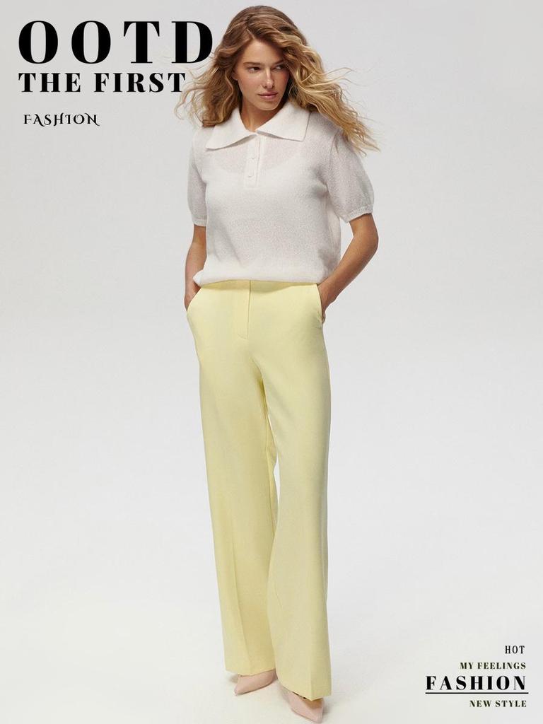 Spring/Summer 2025 Women's Cross-Border Openwork Knit Bubble Sleeve Sweater
