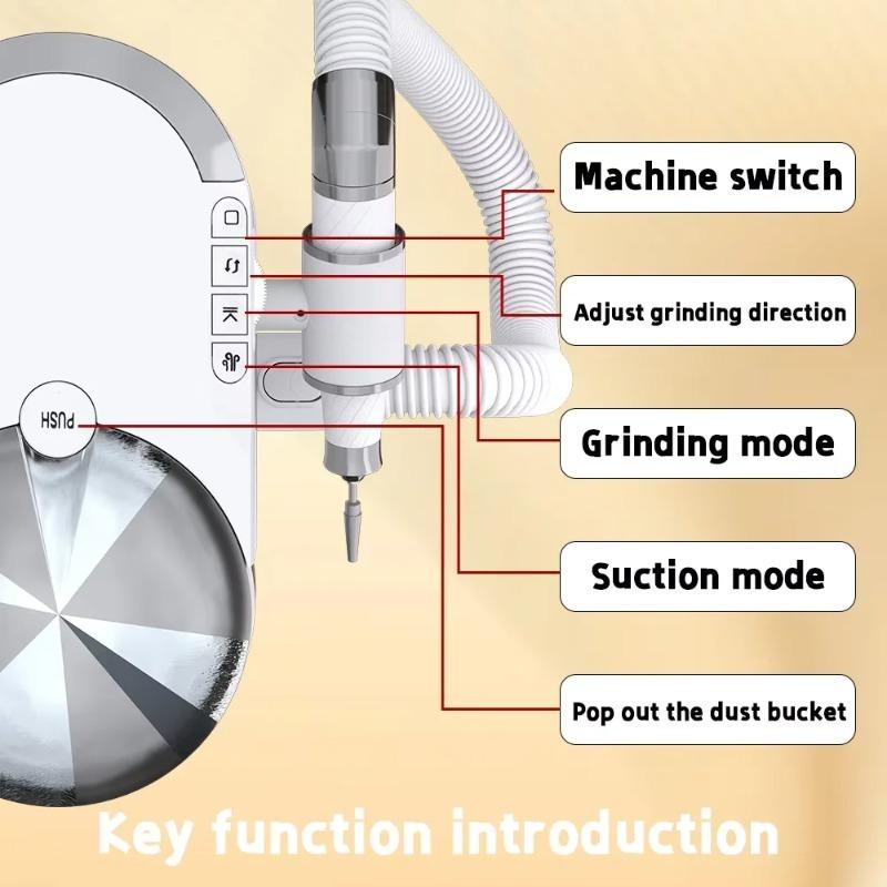 Taladro Eléctrico para Uñas 2 en 1 de 240W con Extractor de Polvo Incorporado Herramienta Profesional de Lima de Uñas para Salón de Manicura Pedicura