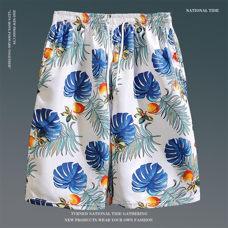 Men's Loose Plus Size Hawaiian Floral Beach Shorts - Quick-Dry, Trendy, Five-Point Design for Couples