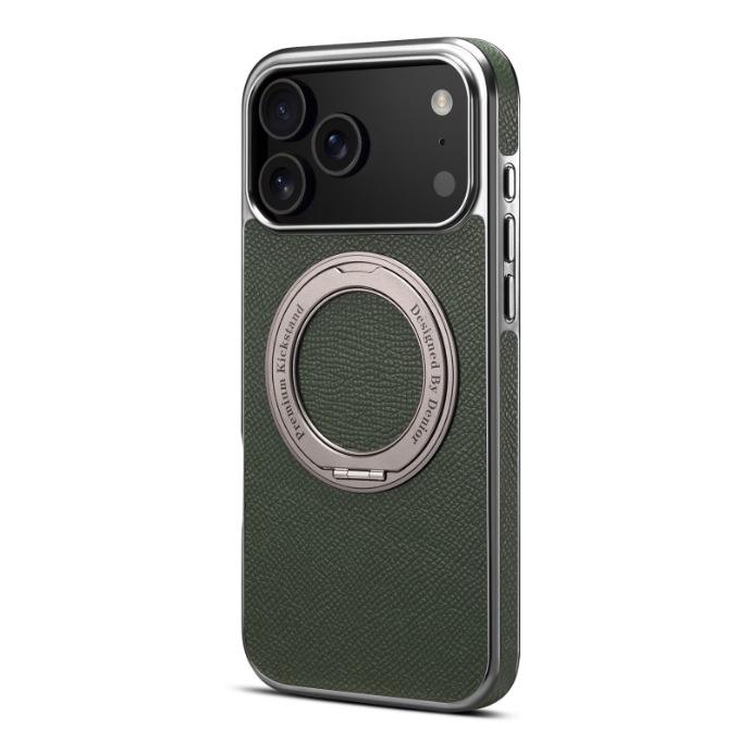 Senior Genuine Leather iPhone 17 Pro Max Electroplated Magnetic Case with Stand