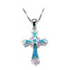 Accessories Jewelry European and American Fashion Blue Opal White Diamond Cross Pendant Necklace