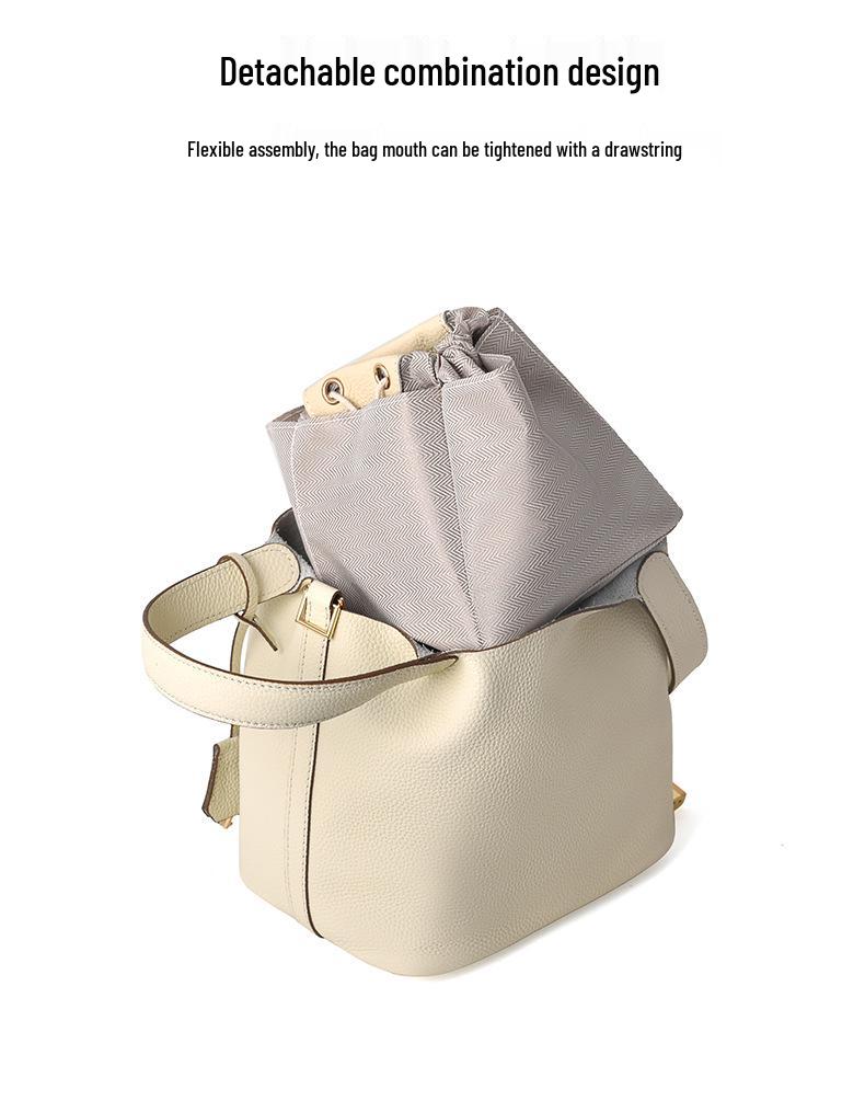 High-Grade Leather Large Capacity Women's Bucket Crossbody Bag - Bridal, Mommy, Handbag