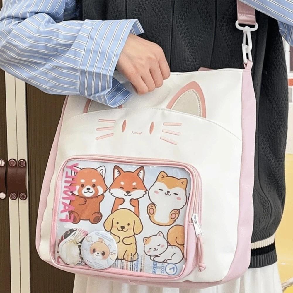 Zipper Bag Kawaii Cat Itabag Idol Merchandise Storage Fashion Backpacks Transparent Pocket Women
