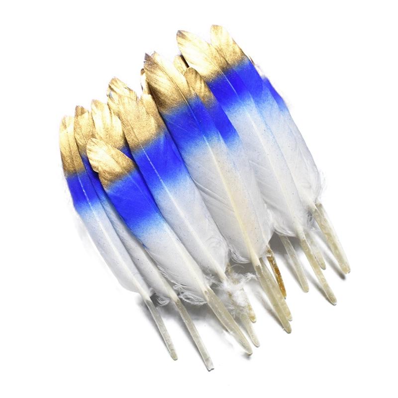 10Pcs/Lot Silver Gold Duck Feathers For Decoration Goose Feather Craft Black White Jewelry Creation Handicraft Accessories Decor