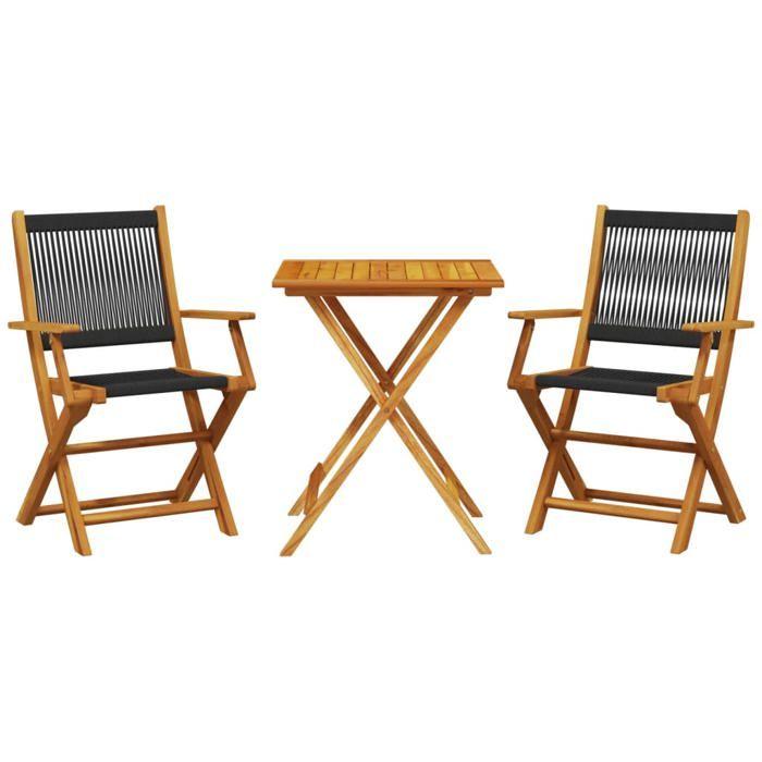 VidaXL 3-piece Bistro Set Black Polypropylene and Solid Wood, Garden Bistro Set, Balcony Set, 3281805