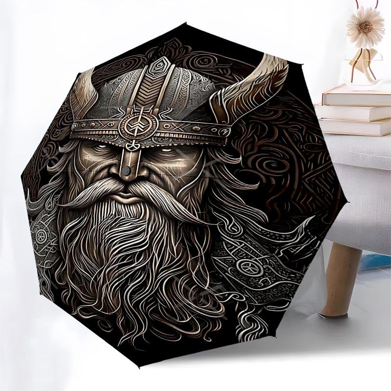 1pc Viking helmetOpen/Close Umbrella-Windproof, Compact Travel Umbrella, Sturdy 8-Rib Shaft1147