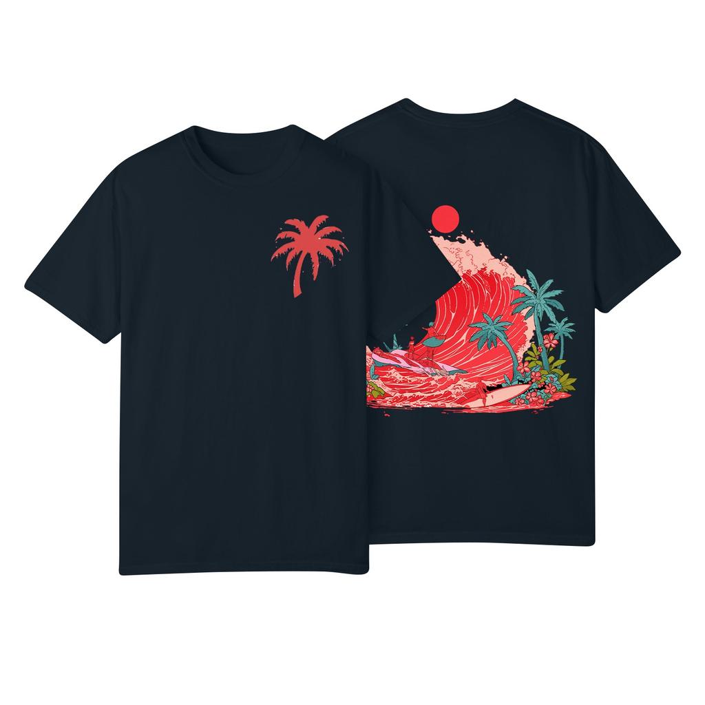 Women's Fashion Printed Casual Pleated Round Short Sleeve T-Shirt Top