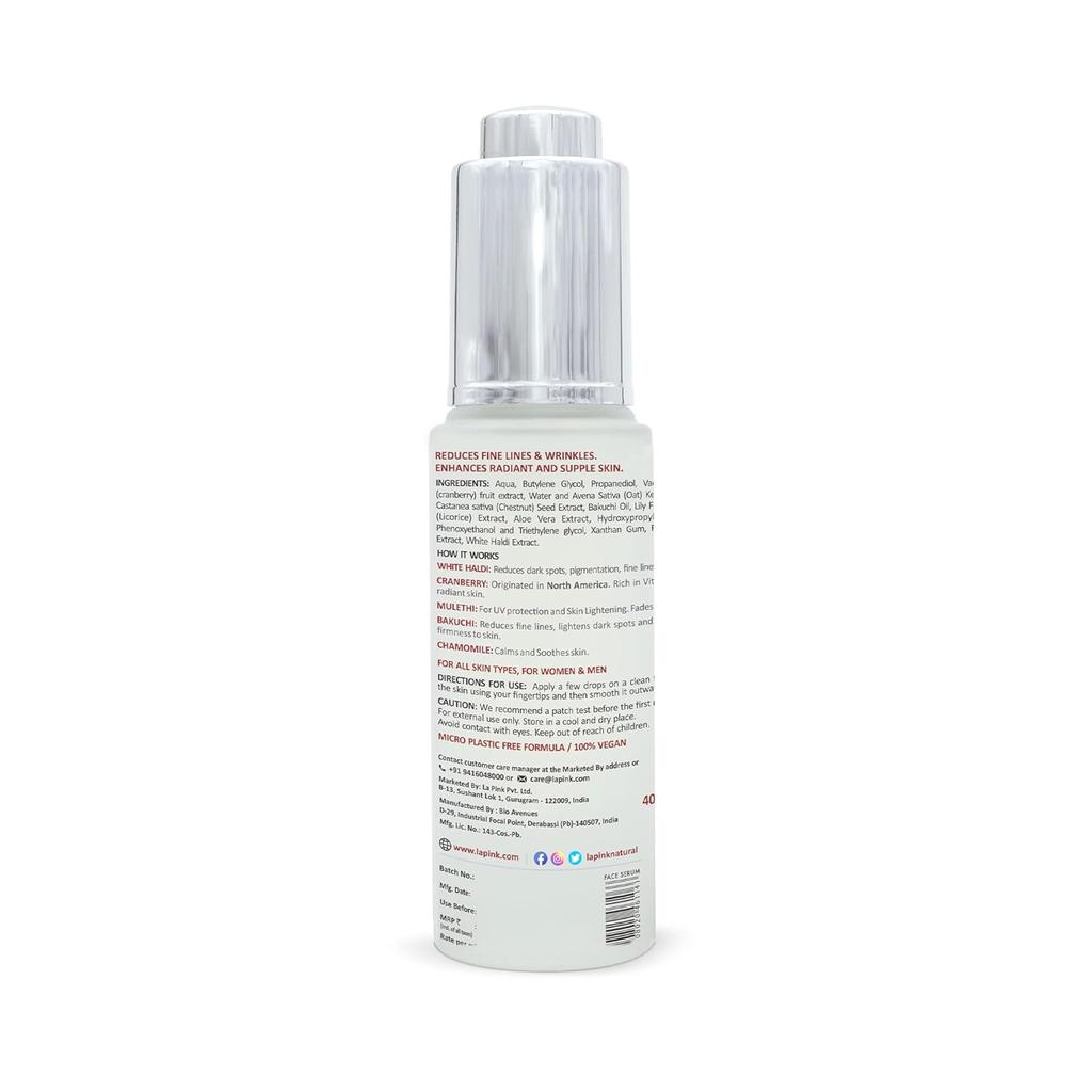 La Pink Young Forever Face Serum | 100% Microplastic Free Formula | Reduces Fine Lines, Pigmentation, Dark Spots & Scars | White Haldi | 30ml