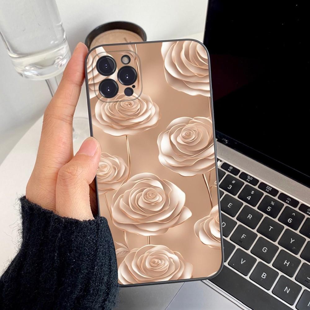 Beautiful Gold Rose Phone Case Silicone Soft For Iphone 16 15 14 13 12 11 Pro Mini XS MAX Plus X Cover