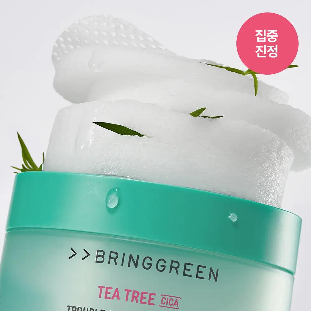 BRING GREEN Tea Tree Cica Trouble Soothing Toner Pad Set (90 Pads + Refill 90 Pads)