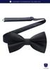 [HISDERN] Black Bow Tie for Men, Plain Silk, Formal Wear, Hook Closure, Easy to Put On and Take Off, Party Gift By BR-04