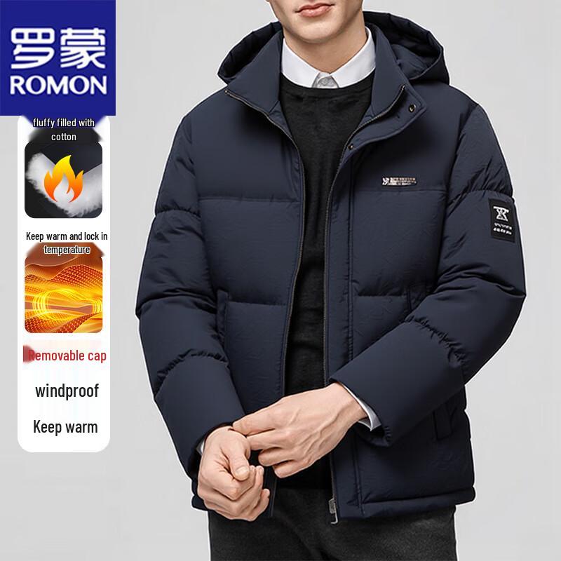 ROMON Men's Casual Hooded Padded Jacket