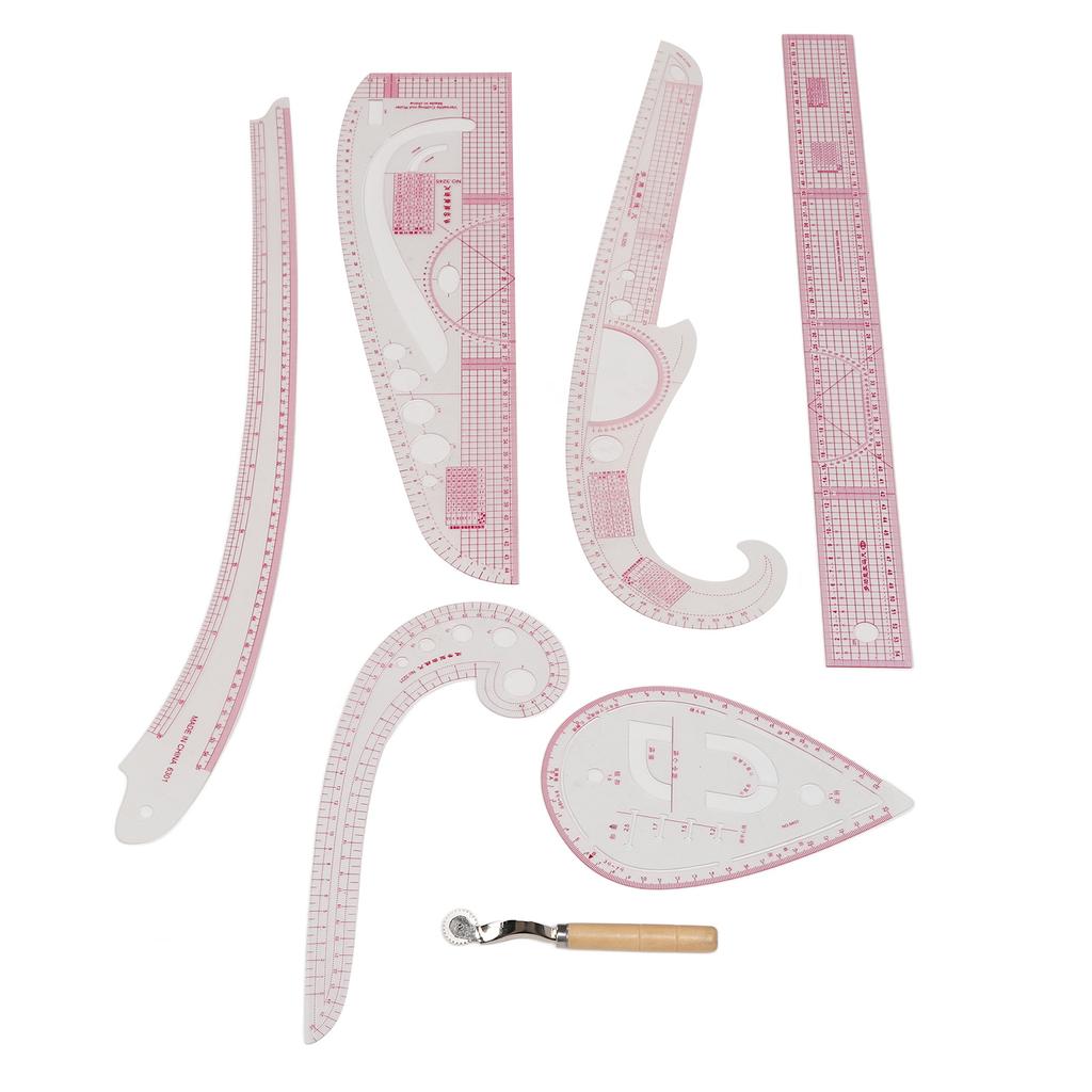 7 Stück Französische Kurvenlineale Transparentes PVC CM MM Hohe Genauigkeit Langlebiges Nählineal-Set für DIY