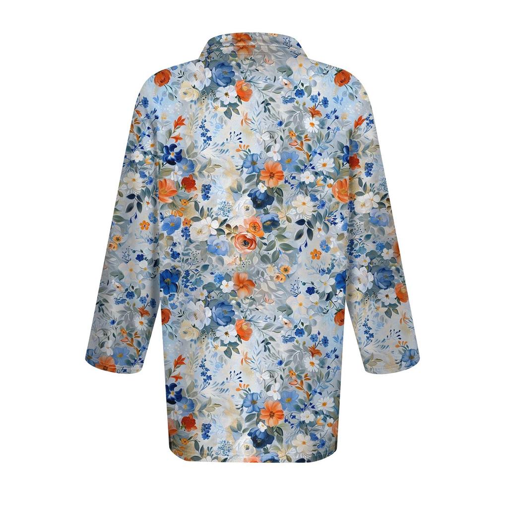 Women's Fashion Casual Lapel Short Sleeve Printed Shirt Women's Button Up Tops