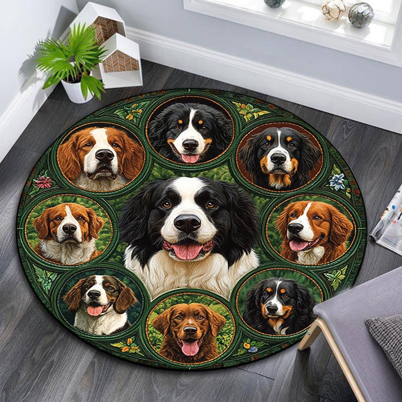 Berner Sennenhund Runder Teppich, Teppich für Wohnzimmer Schlafzimmer Sofa Spielzimmer Dekor, Rutschfeste Fußmatte