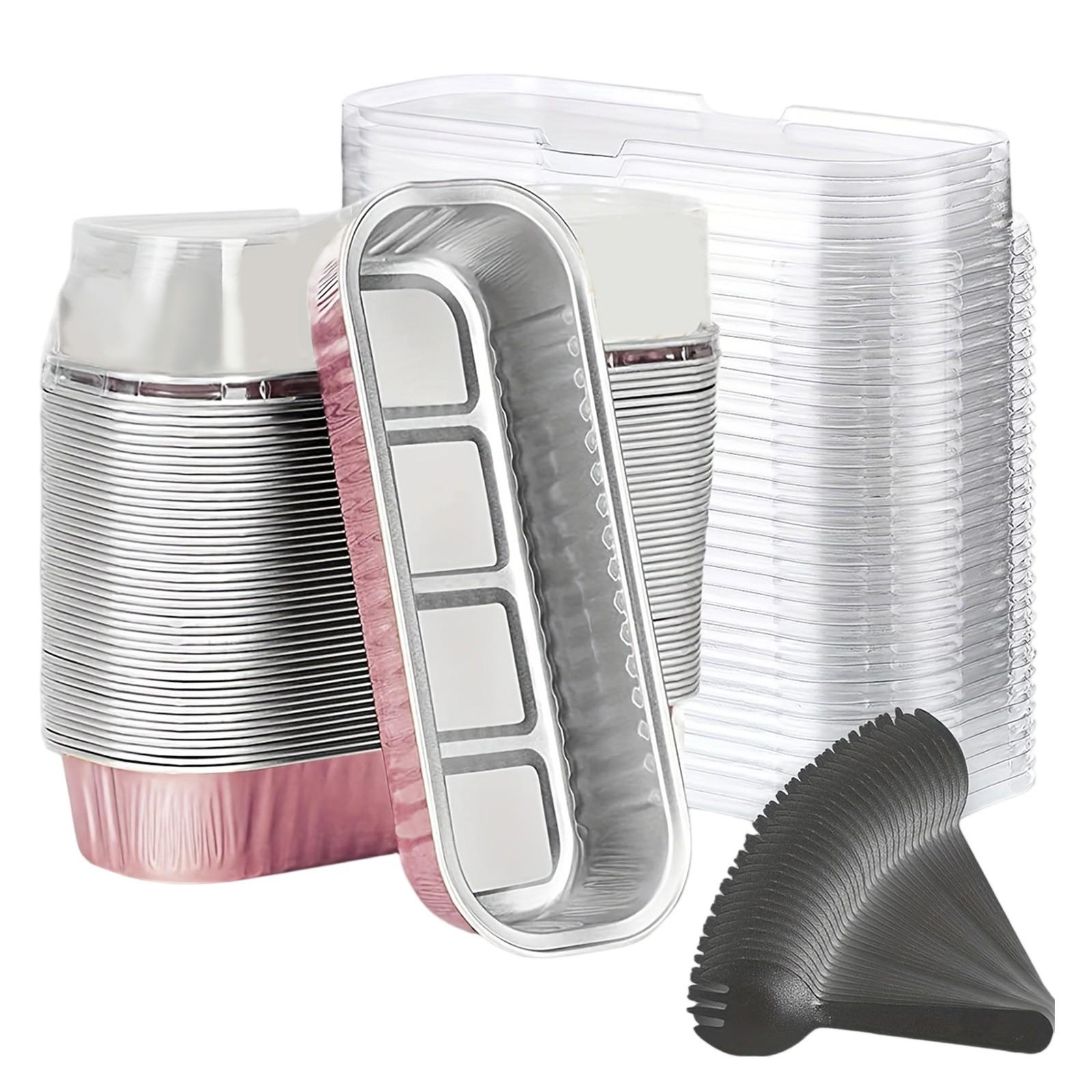 

50Pcs 200ml Color Aluminum Foil Baking Mold Oven-safe Sealable Durian Packaging Cheese Pudding Cup Withwith Lid And Fork 200ml 50pcs One Size розовый