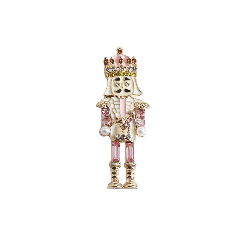 1Pcs Alloy Christmas Lapel Pin Nutcracker Soldier Enamel Rhinestone Brooch Holiday Jewelry For Daily Outfit Decoration