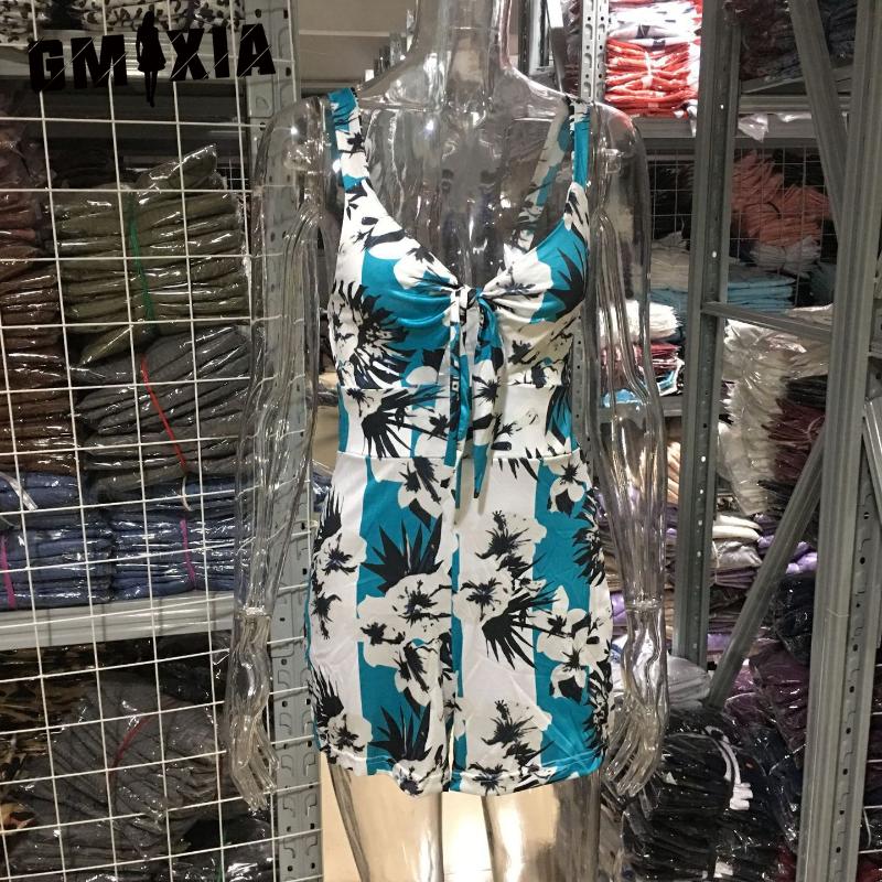 GMXIA Moda damă ocazional imprimeu culoare solidă vară primăvară pantaloni cu bretele fără mâneci Salopete și salopete