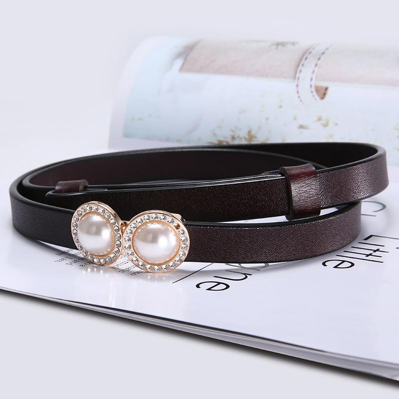 Product Category Womens Genuine Leather Belt With Pearl Decor For Casual Fashion And Elegant Styling