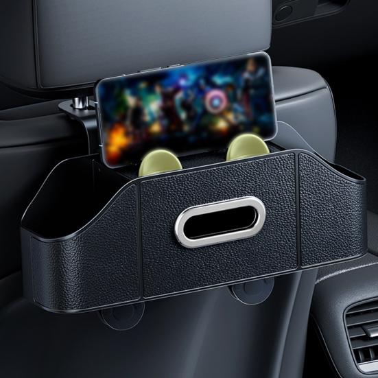 Car Backseat Organizer with Cup Holder Tissue Box Multifunctional Universal Automotive Seat Headrest Hanging Storage Box Hook Car Accessories