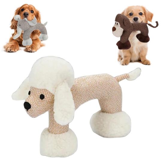 Plush Dog Chew Toy Squeaky Linen Stuffed Animals Interactive Puppy Teething Toy for Small And Medium Dogs Teeth Cleaning