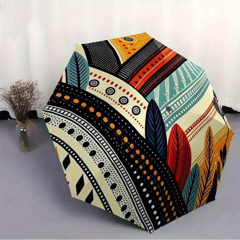 1pc Boho Patterns Automatic Open/Close Umbrella with One Touch Button,, Windproof Design   Lightweight Portable Umbrella for Women & Men6097
