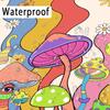 Pink Shower Curtain,Mushrooms Flower Floral Bath Curtain,Retro 70S Hippie Groovy Shower Curtains For Girls Bathroom Decor