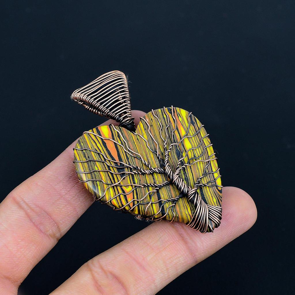 Mosac Ballon Jaspis Hänge, Ädelsten 999 Koppartråd Insvept Smyckeshänge, Handgjort Smycke Födelsesten Hänge, Gåva Till Honom