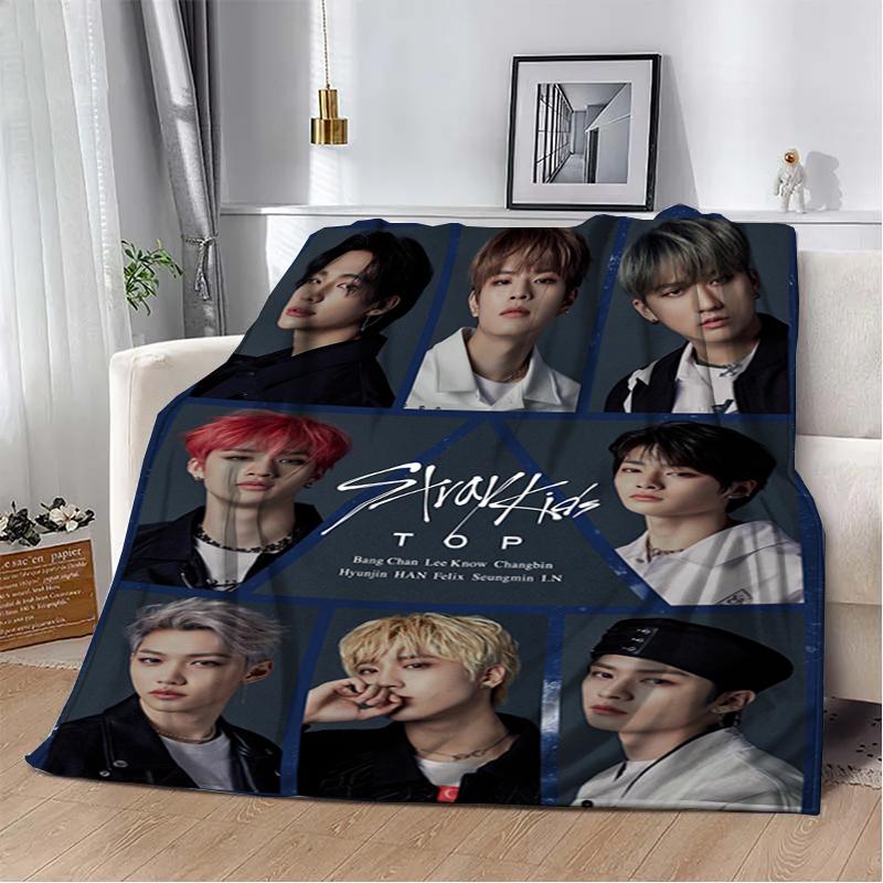 3D KPOP S-Stray-K-Kids Throw blanket Picnic blanket Warm Flannel blankets Home Couch bed linings blankets for beds Birthday Gift